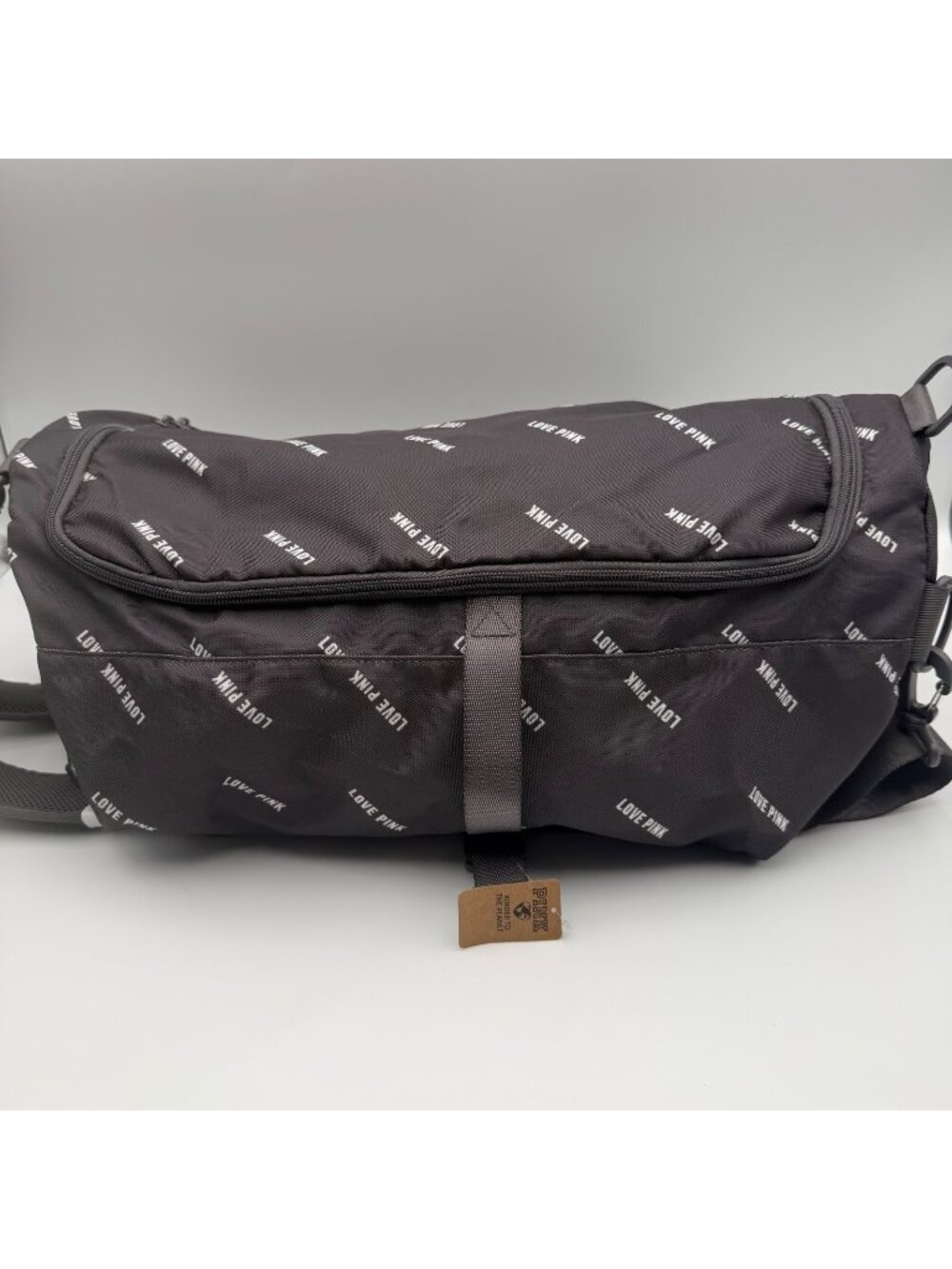 PINK Victoria’s Secret Convertible Backpack Shoulder Bag Gray LOVE PINK Print